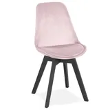 KADIMA DESIGN Eleganter Samtstuhl aus Holz mit Textilbezug | Wohnzimmermöbel in Rosa-Schwarz | Gr.: onesize