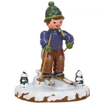Hubrig Volkskunst GmbH Winterkind Schneeschuhfahrt 8 cm blau/bunt/grau