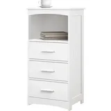 EUGAD Badezimmerschrank, mit 3 Schubladen und offenem Regal, Eckschrank, Medizinschrank, weiß, 40x80x26,5 cm