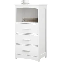 EUGAD Badezimmerschrank, mit 3 Schubladen und offenem Regal, Eckschrank, Medizinschrank, weiß, 40x80x26,5 cm