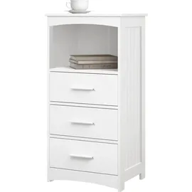 EUGAD Badezimmerschrank, mit 3 Schubladen und offenem Regal, Eckschrank, Medizinschrank, weiß, 40x80x26,5 cm