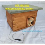 Katzenhaus mit Heizung in verschiedenen Anstrichen wetterfest isoliert Katzenhütte - braun