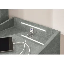 ed exciting design Nachtkonsole MOON mit LED-Beleuchtung und USB-Anschluss & USB-C-Anschluss grau
