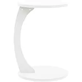 [en.casa] Beistelltisch ’Holeby’ Kaffetisch C-Form mit Rollen rund 38x56x38 cm Weiß Holzwerkstoff,
