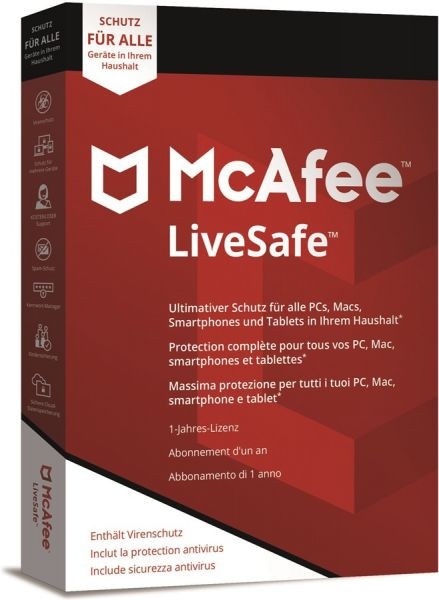 McAfee LiveSafe  ; unbegrenzte Geräte 1 Jahr