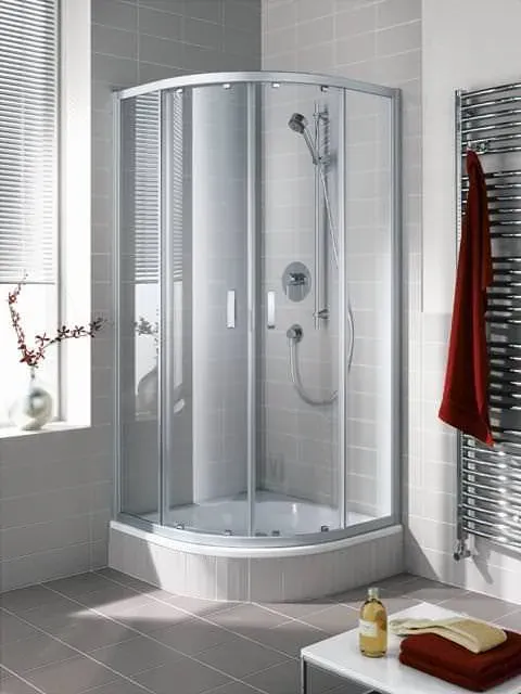 Kermi IBIZA 2000 Viertelkreis-Duschkabine Gleittüren I2 T 2000 BV: -885-785 Silber Mattglanz ESG klar Clean