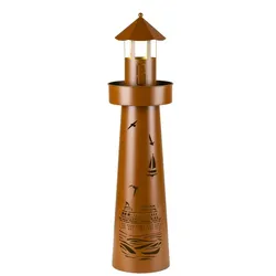 Haushalt International LED Leuchtturm mit Timer Maritim Dekorativ Dekosäule 80cm