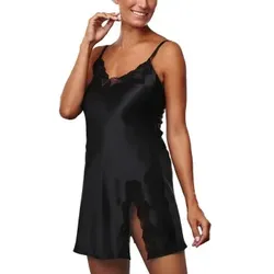 Lady Avenue Pure Silk Slip With Lace Schwarz Seide Small Damen