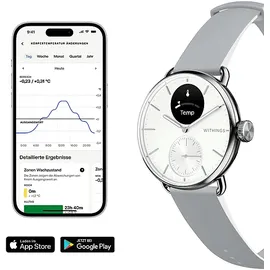 Withings ScanWatch 2 38 mm perlweiß/silber, Sport Flourelastomer-Armband grau/silber