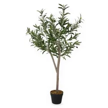 Spetebo - Olivenbaum Kunstpflanze Im Schwarzen Topf Mit 20 Oliven - 120 X 60 Cm - Künstlicher Baum Im Blumentopf Mit 580 Blättern