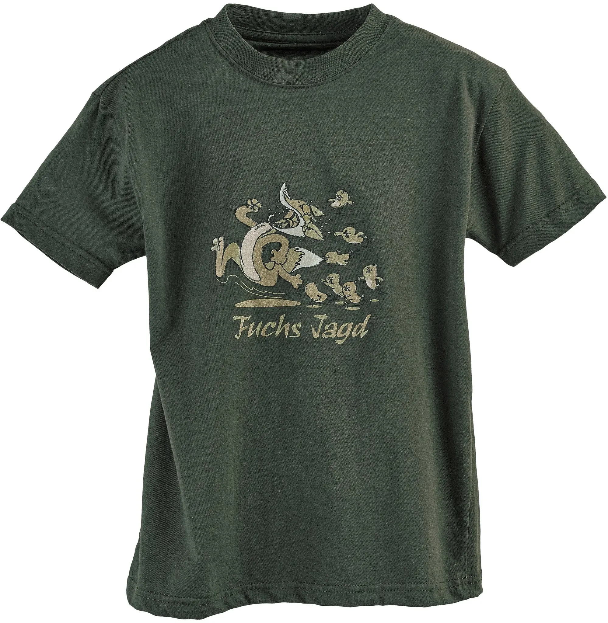 Hubertus Kinder-T-Shirt Fuchsjagd, oliv, 152