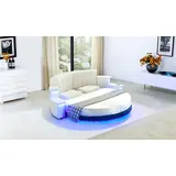 JVmoebel Rundbett Rundes Polsterbett aus Leder für das Schlafzimmer Möbel (Bett), Made in Europa weiß