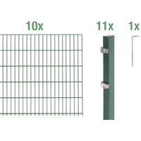 GAH ALBERTS Doppelstabmattenzaun Set 22-tlg. 0,8 x 20 m grün