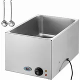 Vevor kommerzieller Speisenwärmer 18 l, 1200 w, elektrischer Buffetwärmer, Dampftisch-Speisewärmer Arbeitsplatte, Edelstahl-Speisewärmer, für Partys,