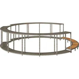 vidaXL Whirlpool-Umrandung Holztreppe grau 243 x 55 cm