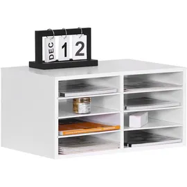 Relaxdays Dokumentenablage Bambus, 8 Fächer, Büro, Home Office, HxBxT: 25x49x31 cm, Schreibtisch Organizer, weiß