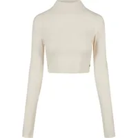 URBAN CLASSICS Ladies Organic Cropped Turtelneck Longsleeve T-Shirt, whitesand,