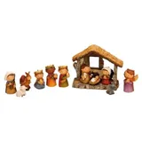 buttinette Riffelmacher Kinder-Krippenfiguren mit Stall 12-teilig, 2.5-9 cm