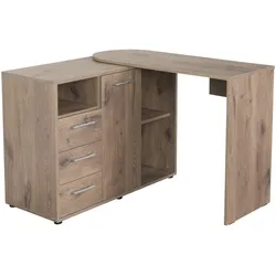 Schreibtisch VOGL MÖBELFABRIK, braun (wotan eiche), Tische, schwenkbare Tischplatte, platzsparend, Made in Germany