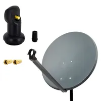 PremiumX 80cm Satellitenschüssel Anthrazit Satellitenantenne Single LNB 2 F-Stecker,