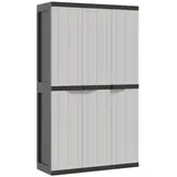 vidaXL Gartenschrank Grau und Schwarz 97x37x165 cm PP