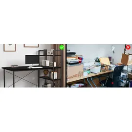 seddō Schwarzer Loft-Computertisch mit Metallregalen für Spiele und die Schule - Schwarz