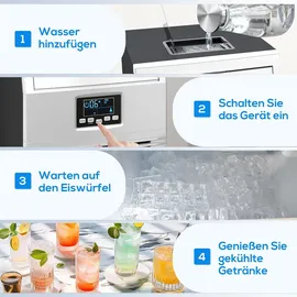 Homcom Kommerzielle Eiswürfelmaschine 30 kg/24 H Eismaschine Edelstahl - Silber