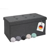 Blumtal Sitzbank mit Stauraum + extra Box - Truhenbank mit Stauraum 76x38x38 cm - Sitztruhe mit Stauraum - Bequemer Hocker mit Stauraum - Aufbewahrungsboxen - Polsterhocker - Sitzbox in Anthrazit