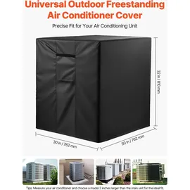 Vevor Klimaanlagenabdeckung, 762 x 762 x 810 mm, dreilagig, wasserdichtes Polyestergewebe, Schutzhülle, universelle Passform, Schutzabdeckung für Klimaanlagen im Freien, schwarz