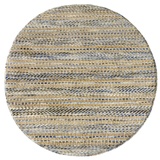 HAMID - Woll- und Jute-Teppich Runden Olivia, Handgewebter Woll-Jute-Teppich für Wohnzimmer, Schlafzimmer, Blau Geädert, (100 x 100 cm)