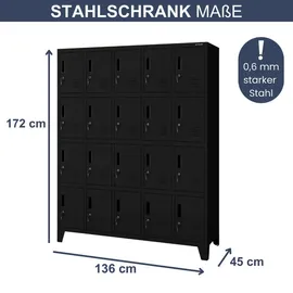 Jan Nowak ROBERT Schließfachschrank 172x136x45cm Schwarz