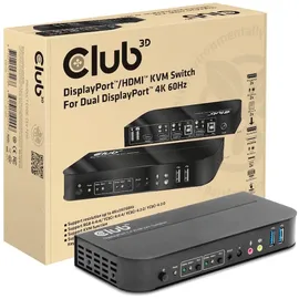 Club 3D DisplayPort/HDM KVM Switch auf Dual DisplayPort 4K 60Hz