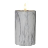 Star Trading LED Stumpenkerze Marmoroptik Zement/Wachs natürliche Flamme Marble 0,03 W