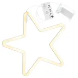 Nipach Wandleuchte "Neonstern" 90 LED warm weiß Stern Ø 30 cm Batterie Timer Weihnachts-Deko Weihnachtsstern Dekostern Fensterschmuck Fensterlicht 5 Zacken