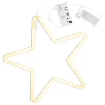 Nipach Wandleuchte "Neonstern" 90 LED warm weiß Stern Ø 30 cm Batterie Timer Weihnachts-Deko Weihnachtsstern Dekostern Fensterschmuck Fensterlicht 5 Zacken