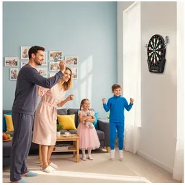 Homcom Elektronische Dartscheibe Dartboard Dart-Set mit LED Anzeige mit automatischer Wertung Soundeffekte 6 Darts 24 Dartköpfe 27 Spiele und 243 Trefferoptionen für 16 Spieler 44 x 51,5 x 3,2 cm