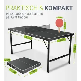 Juskys Mini Tischtennisplatte Flexi Schwarz