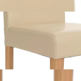 Mendler 2er-Set Esszimmerstuhl Stuhl Küchenstuhl Littau ~ Kunstleder, creme, helle Beine