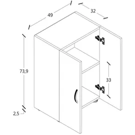 VCM Ulas Aktenschrank 49 x 34 x 74 cm grau