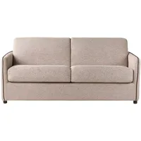 2-Sitzer Schlafsofa Stoffbezug beige taupe Lattenrost Matratze 142x188 cm Ishoj