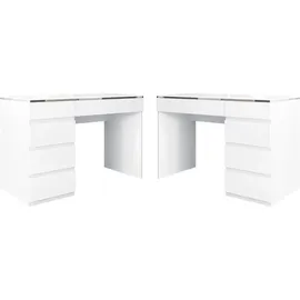 Lukmebel Schreibtisch AURORA SILVER mit Schubladen - Silber/Weiß