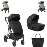 KIKKABOO Kinderwagen Thea 2 in 1 EVA-Räder verstellbarer Schiebegriff Babywanne schwarz