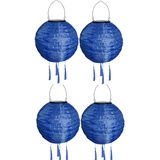 Yeehliny Solar Lampions Außen Wetterfest Solarlampiongs Outdoor Hängend Solar Lampion mit Quasten, 30cm Papierlaterner Aus Nylon, Solar Laterne Solarlampen für Außen Garten Balkon (4pcs/#Blau)