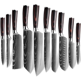 MDHAND Messer Set, 10 Teilige Küchenmesser Set aus Edelstahl in Mehreren Größen mit Bequemen Griff, Messer Scharf/Rostschutz/Rutschfester Kochmesser