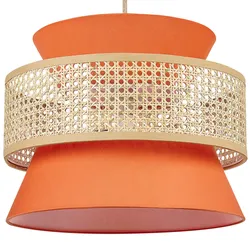 Hängeleuchte LUYANO Rattan Korallenrot