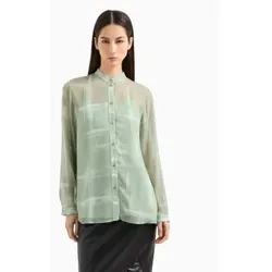 Armani Exchange für Damen. XW000570AF12051F7037 Grünes Hemd mit Mao-Kragen (M), Lässig, Viskose, Langarm