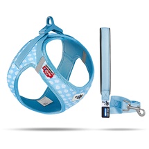 Curli Vest Harness curli Clasp Air-Mesh SkyBlue-Circles 3XS & Leash M