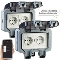 Luminea Home Control Doppelsteckdose Outdoor 2 St.