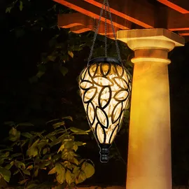 GLOBO Solarlampe Gartendeko Hängeleuchte Außenlampe hängend LED Solarleuchte, im Tropfen Design, Metall schwarz,
