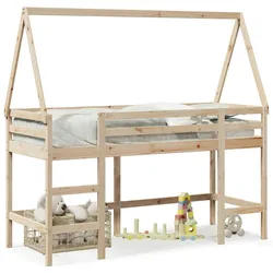 vidaXL Hochbett mit Leiter und Dach 90x200 cm Massivholz Kiefer